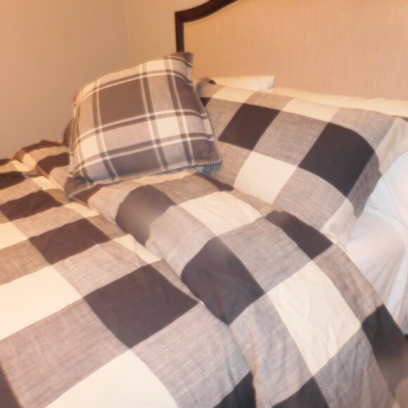 Pottery Barn Bryce Buffalo Check Cotton Duvet Cover KING w/ 2 KING SHAMS - Picture 5 of 5